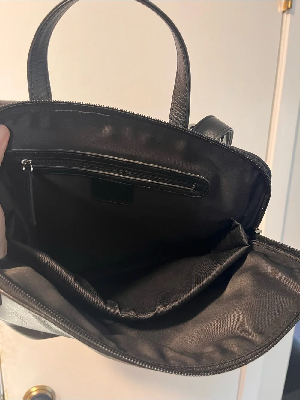 Black Leather Travel Laptop Backpack RFID Genuine Leather